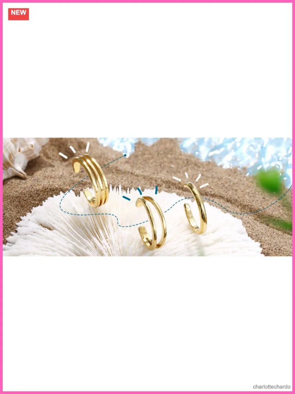 14K Gold Plated Toe Rings Set for Women - Stacking Adjustable